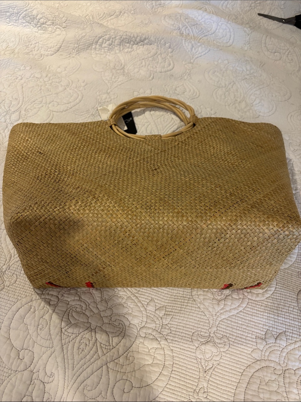 NWT Tommy Bahama X Banago Hand woven Flamingo Woven Tote - Picture 9 of 14